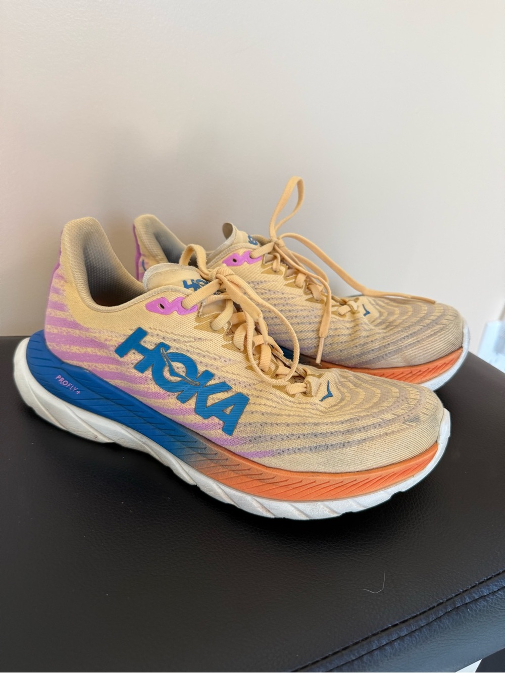 Hoka Yellow with Blue and Orange Gradient Women's Running Shoes